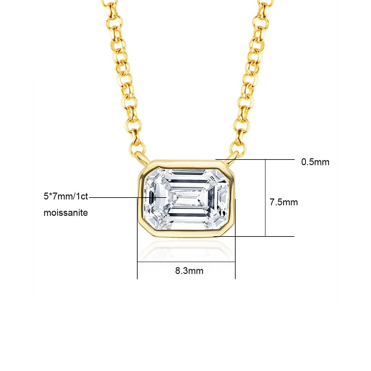 Colar Prata 925 Moissanite Corte Esmeralda