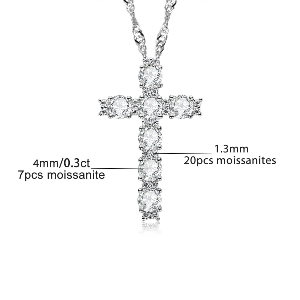 Colar Prata 925 Moissanite Cruz Cravejada