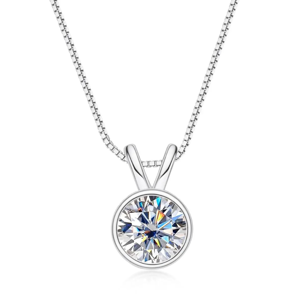 Colar Prata 925 Moissanite Luz Central