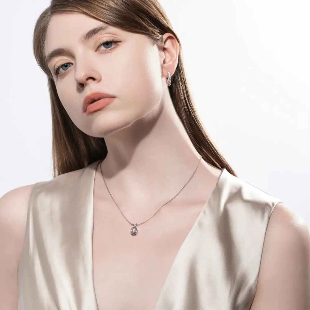 Colar Prata 925 Moissanite Luz Central