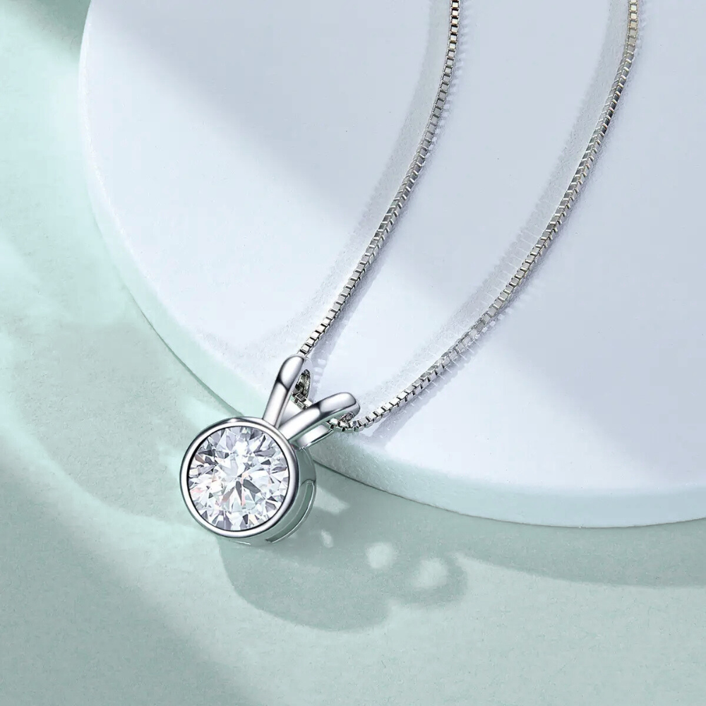 Colar Prata 925 Moissanite Luz Central