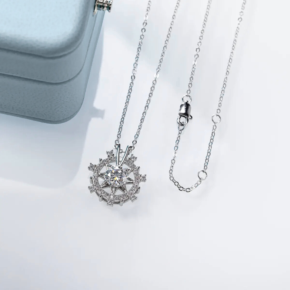 Colar Prata 925 Moissanite Moinho Cravejado