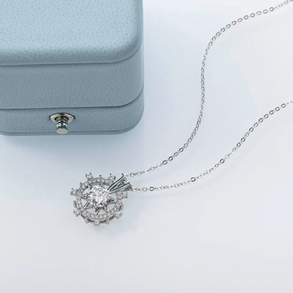 Colar Prata 925 Moissanite Moinho Cravejado