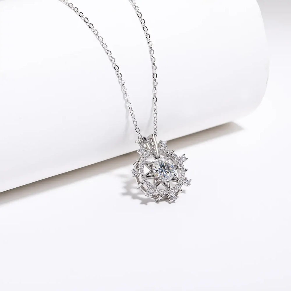 Colar Prata 925 Moissanite Moinho Cravejado