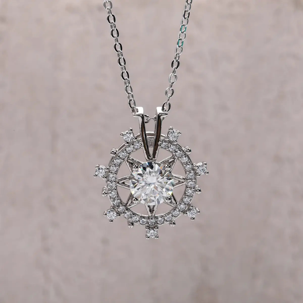 Colar Prata 925 Moissanite Moinho Cravejado