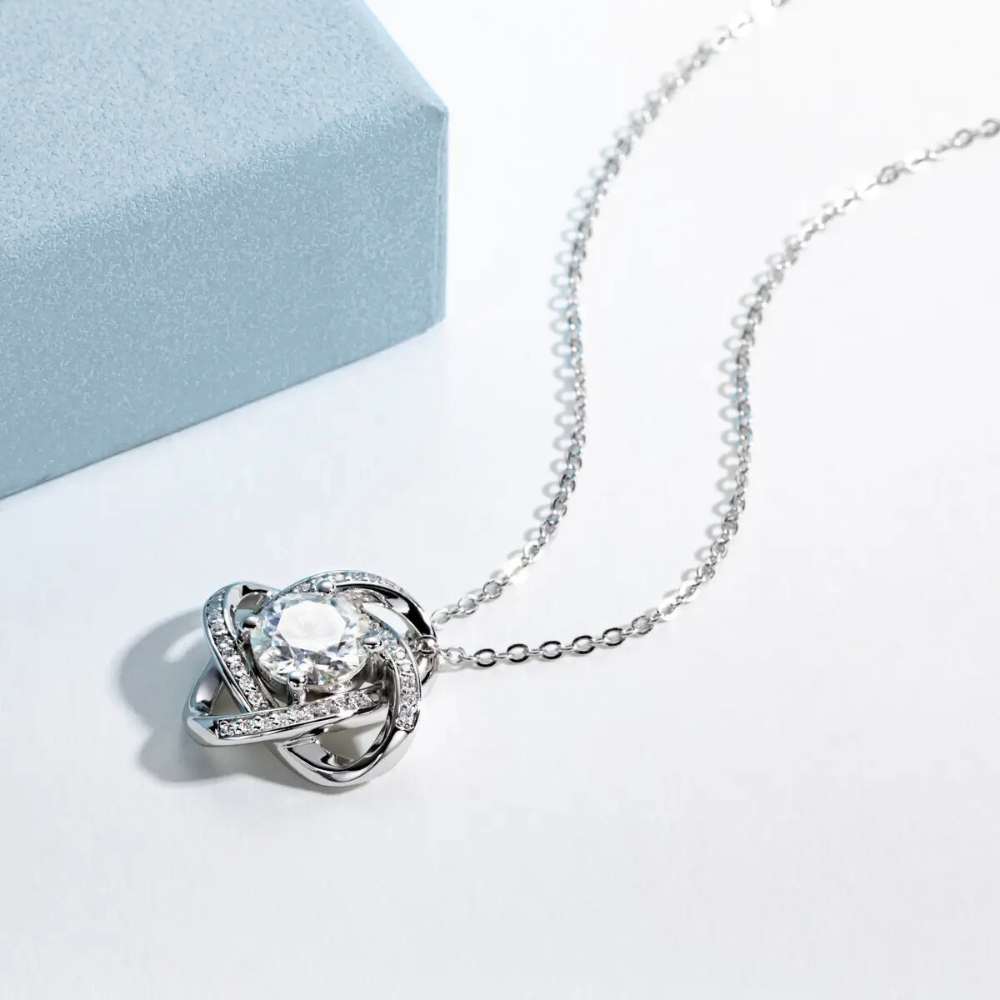 Colar Prata 925 Moissanite Nó Cravejado