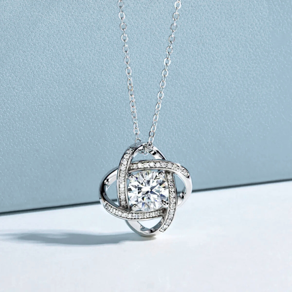 Colar Prata 925 Moissanite Nó Cravejado