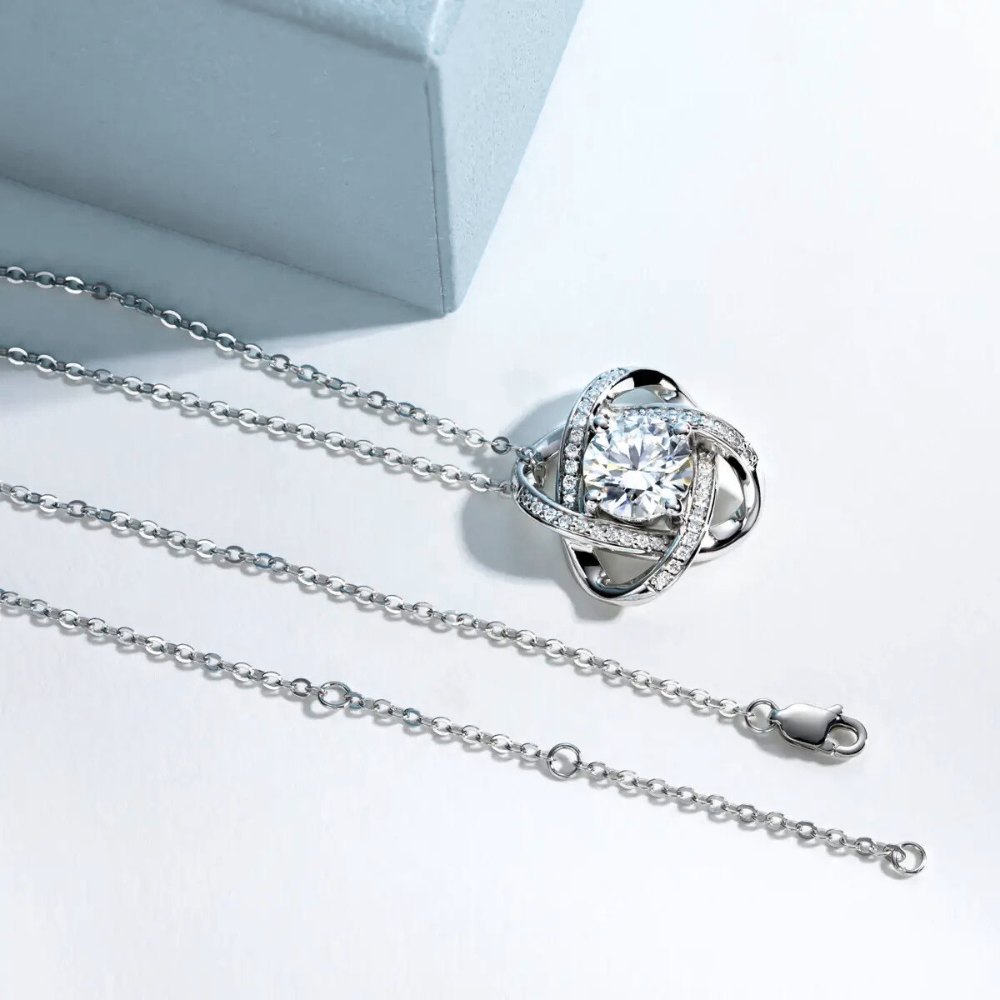 Colar Prata 925 Moissanite Nó Cravejado