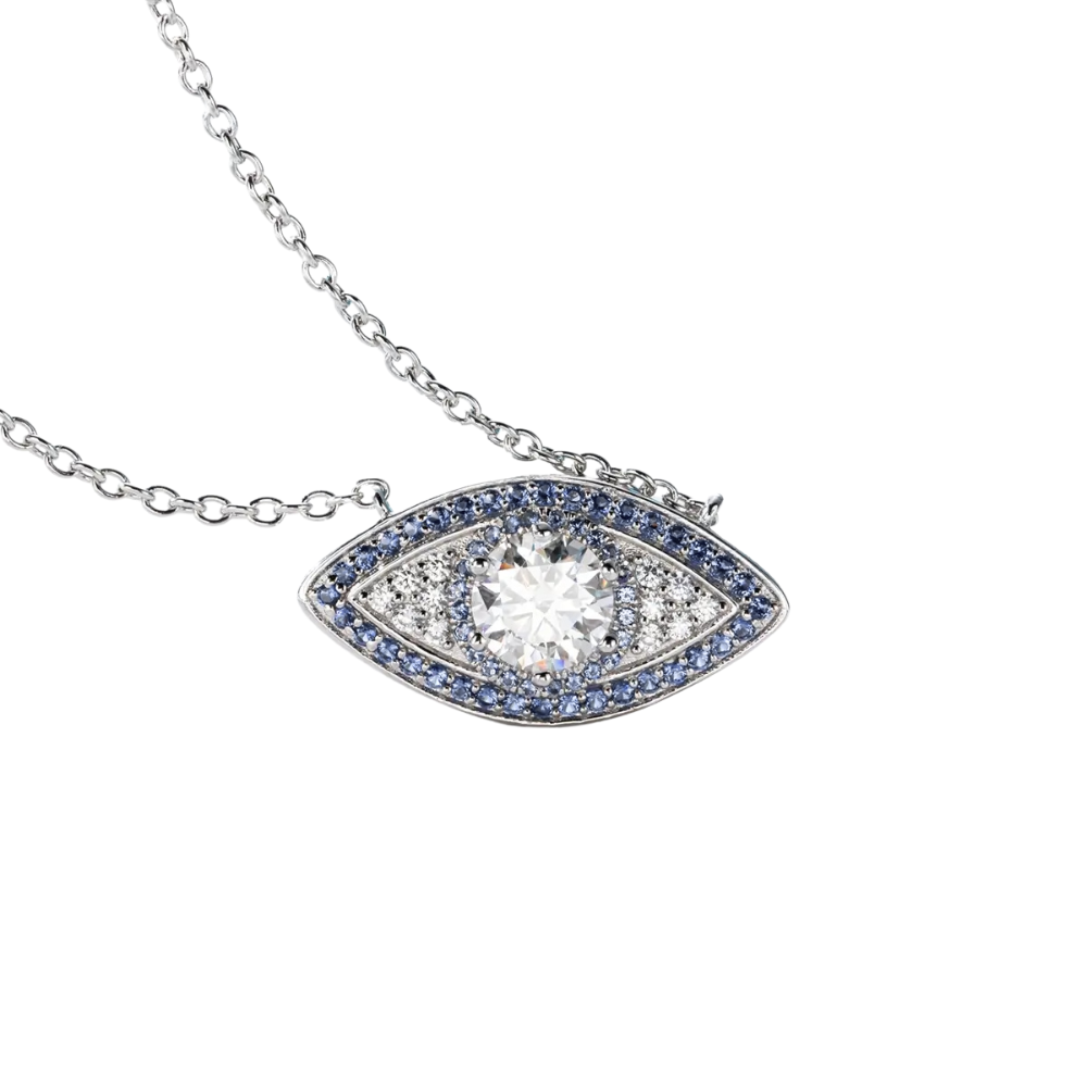 Colar Prata 925 Moissanite Olho Grego