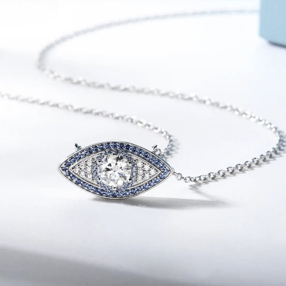 Colar Prata 925 Moissanite Olho Grego