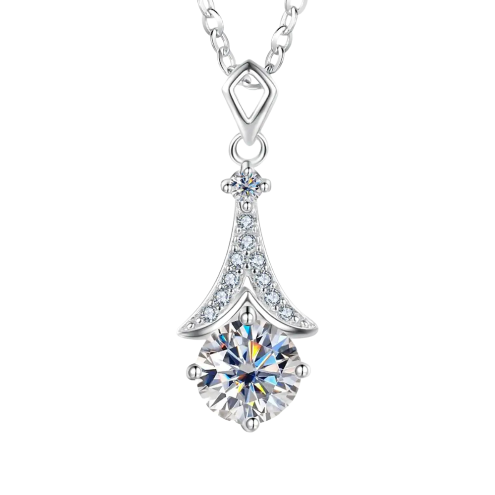 Colar Prata 925 Moissanite Pendente Ponto de Luz Cravejado