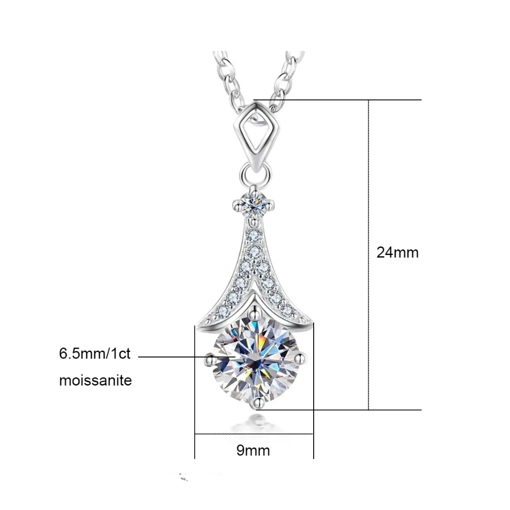 Colar Prata 925 Moissanite Pendente Ponto de Luz Cravejado