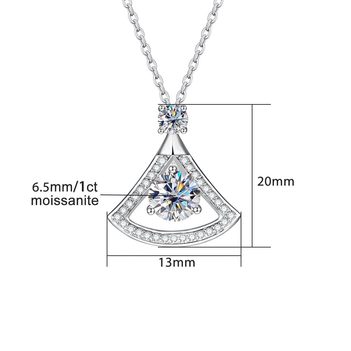 Colar Prata 925 Moissanite Pêndulo Cravejado