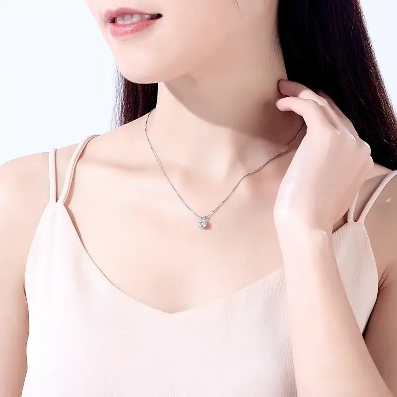 Colar Prata 925 Moissanite Ponto de Luz 3 Garras