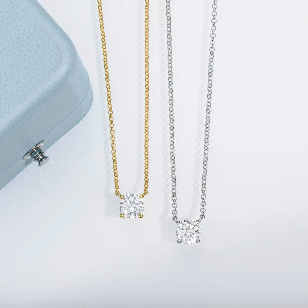 Colar Prata 925 Moissanite Ponto de Luz Clássico