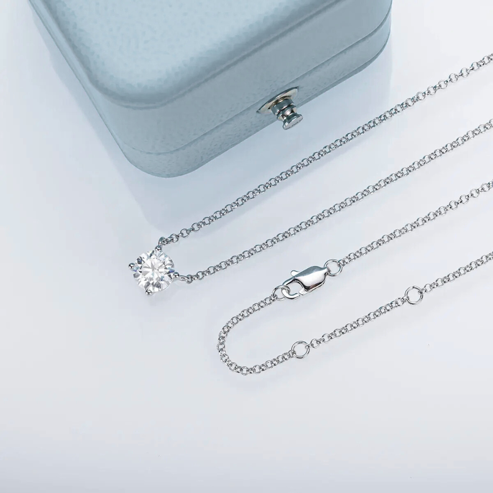 Colar Prata 925 Moissanite Ponto de Luz Clássico