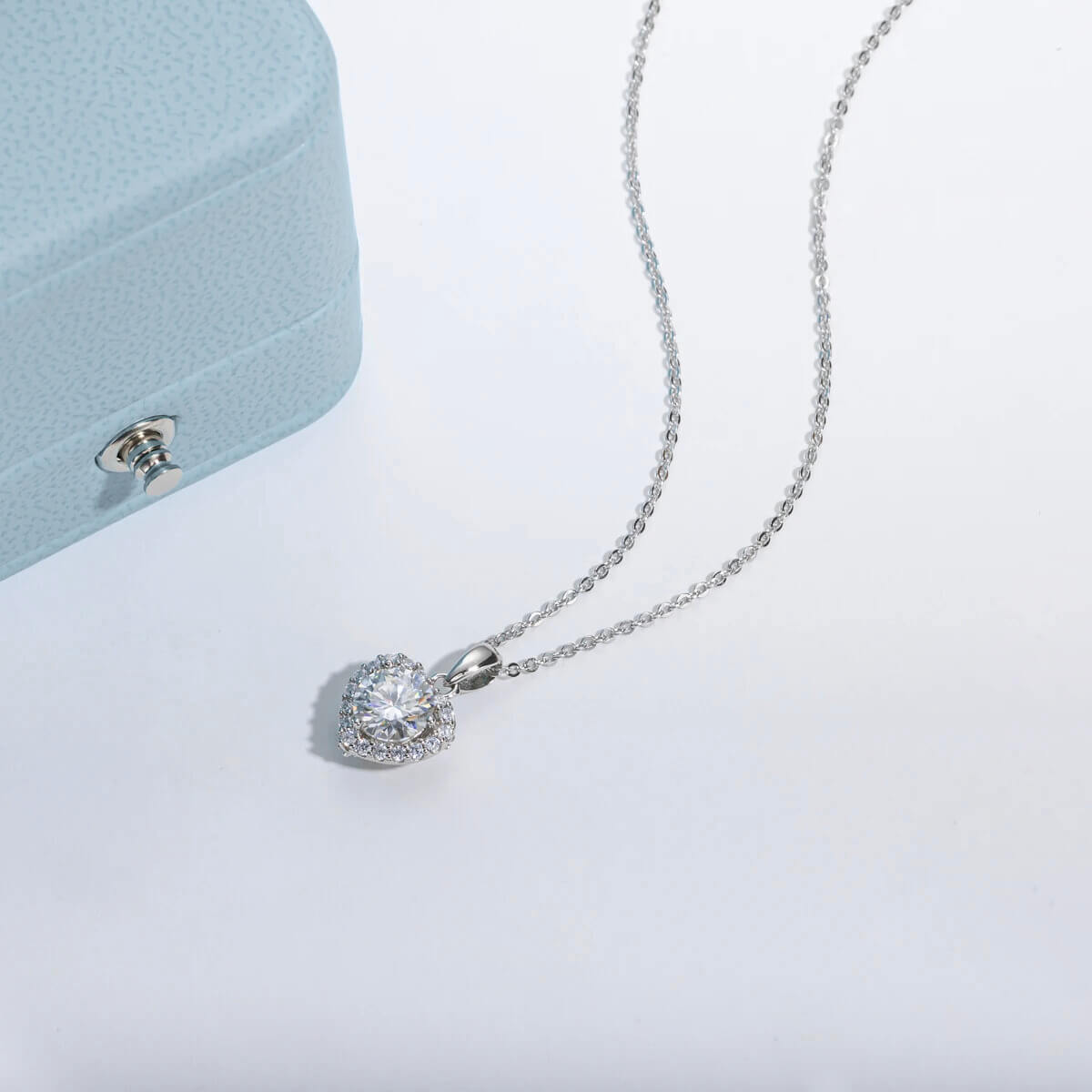 Colar Prata 925 Moissanite Ponto de Luz Coração