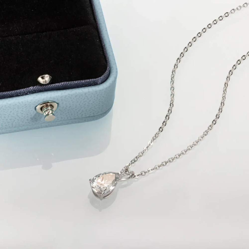 Colar Prata 925 Moissanite Ponto de Luz Cravejado