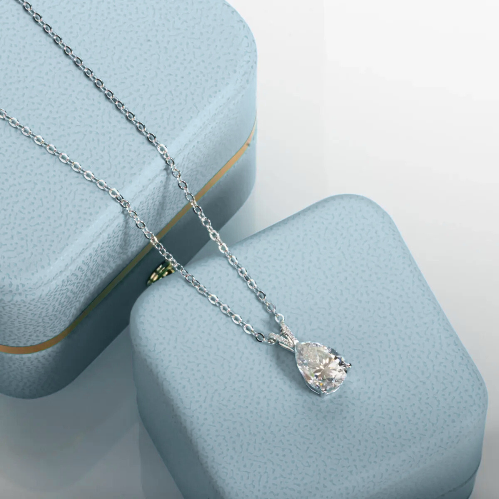 Colar Prata 925 Moissanite Ponto de Luz Cravejado