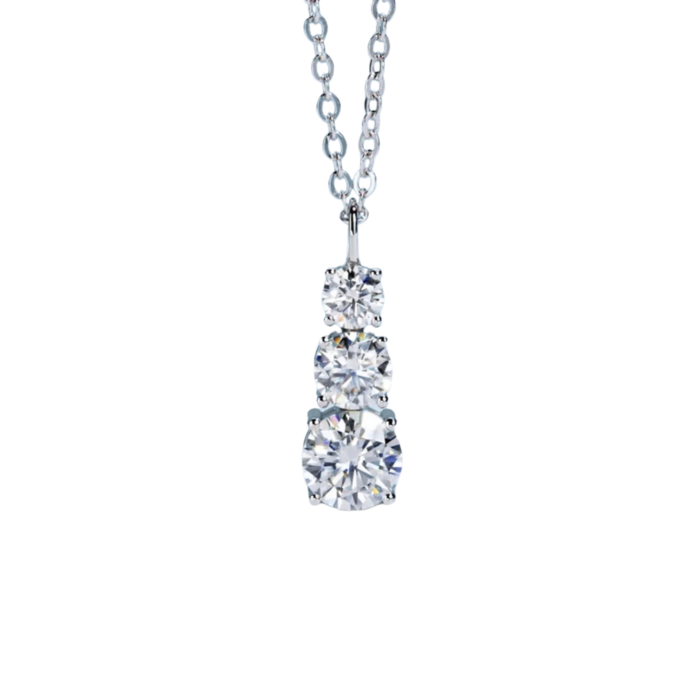 Colar Prata 925 Moissanite Três Pontos de Luz