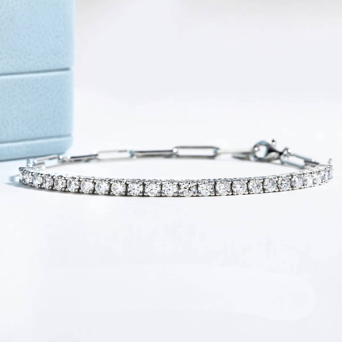 Pulseira Prata 925 Moissanite Riviera Tennis