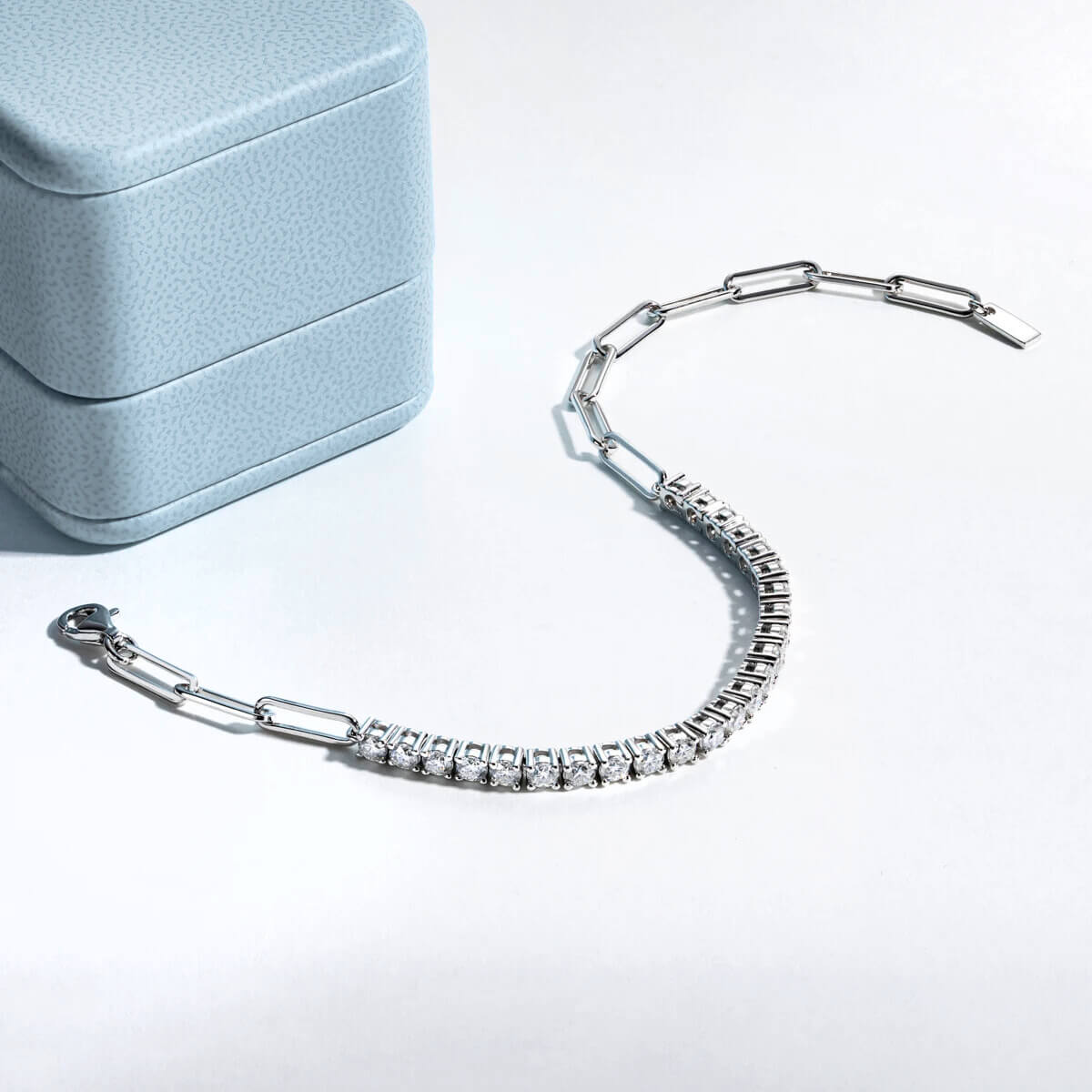 Pulseira Prata 925 Moissanite Riviera Tennis