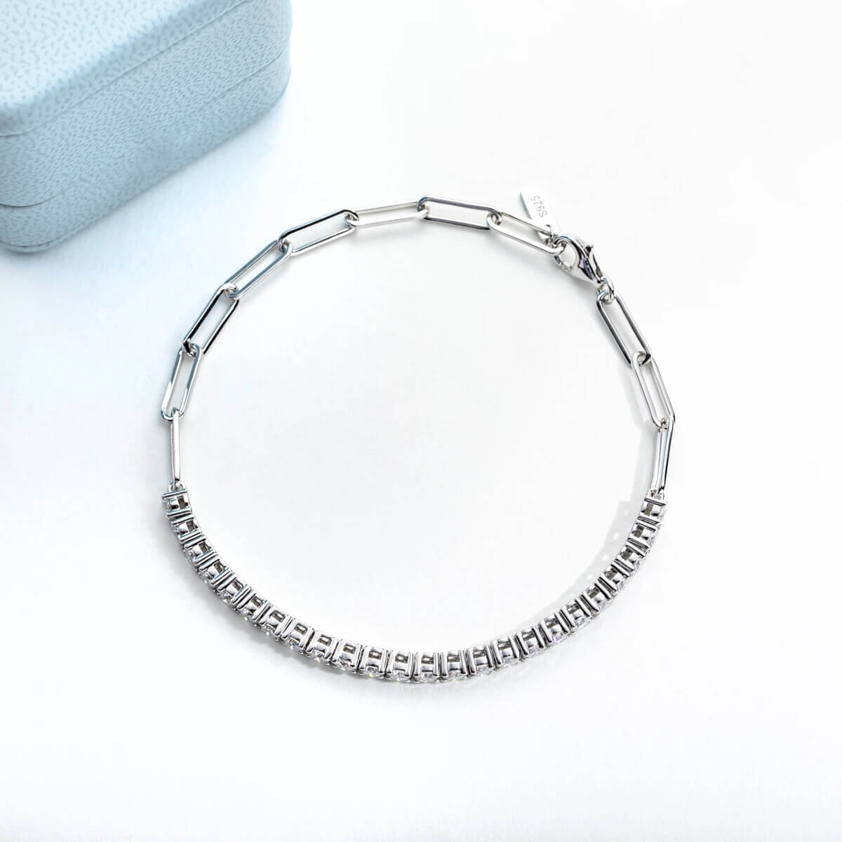 Pulseira Prata 925 Moissanite Riviera Tennis