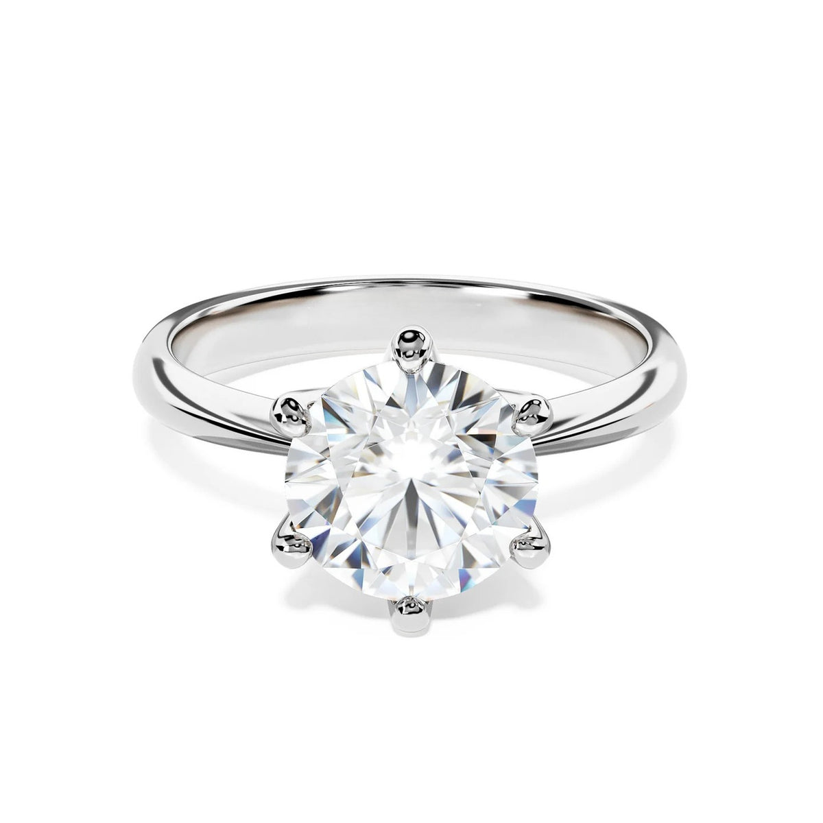 Anel Prata 925 Solitário Moissanite Clássico