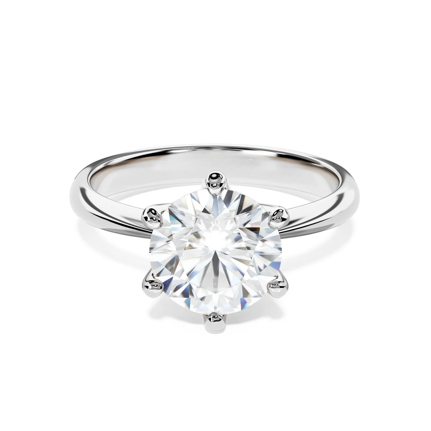 Anel Prata 925 Solitário Moissanite Clássico