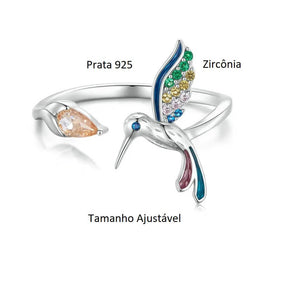 Anel Prata 925 Beija Flor com Zircônias
