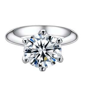 Anel Prata 925 Solitário Moissanite Clássico Grand