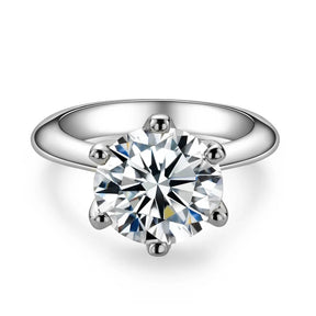 Anel Prata 925 Solitário Moissanite Clássico