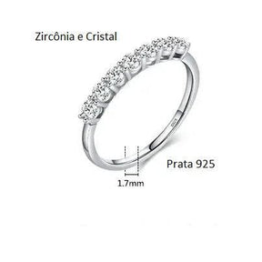 Anel Prata 925 Conjunto Zircônias e Cristais