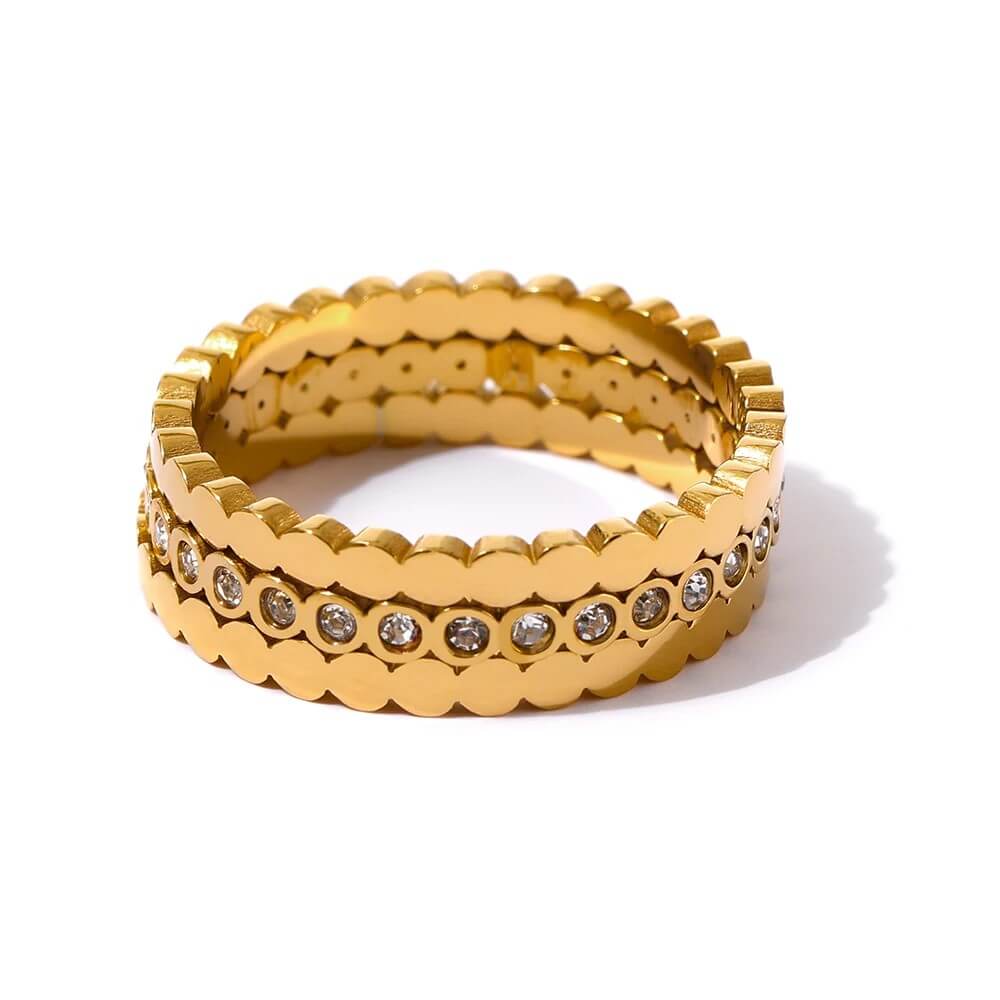 Anel Banho Ouro 18K Trio Dourado