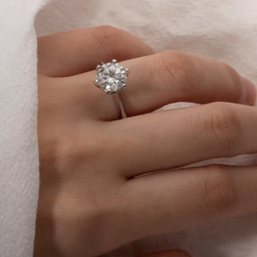 Anel Prata 925 Solitário Moissanite Clássico