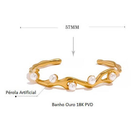 Bracelete Banho Ouro 18K Pérolas