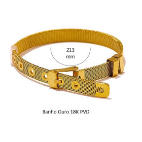 Bracelete Banho Ouro 18K Malha Flexível