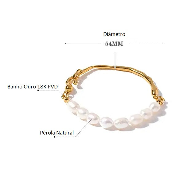 Bracelete Banho Ouro 18K Pérolas Naturais