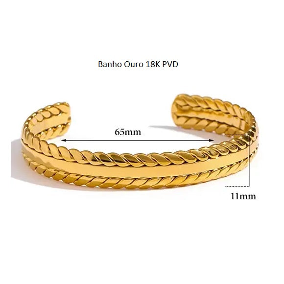 Bracelete Banho Ouro 18K Trançado