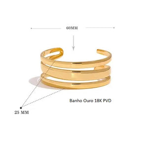 Bracelete Banho Ouro 18K Três Linhas