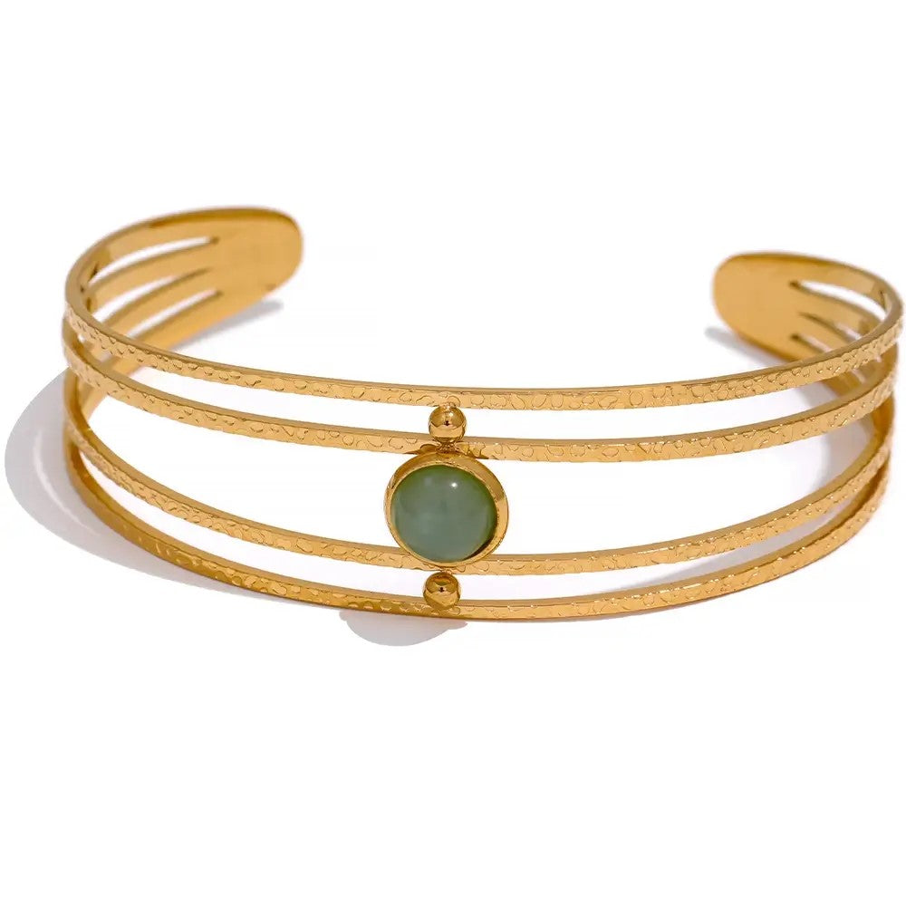 Bracelete Banho Ouro 18K Pedra Natural