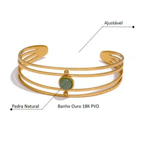 Bracelete Banho Ouro 18K Pedra Natural