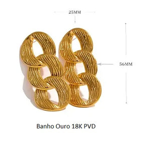 Brinco Banho Ouro 18K Longo com Argolas