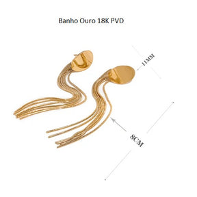 Brinco Banho Ouro 18K Franja Clássico