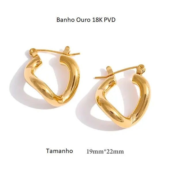 Brinco Banho Ouro 18K Argola Torcida Pequena