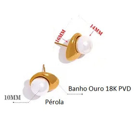 Brinco Banho Ouro 18K Clássico com Pérola