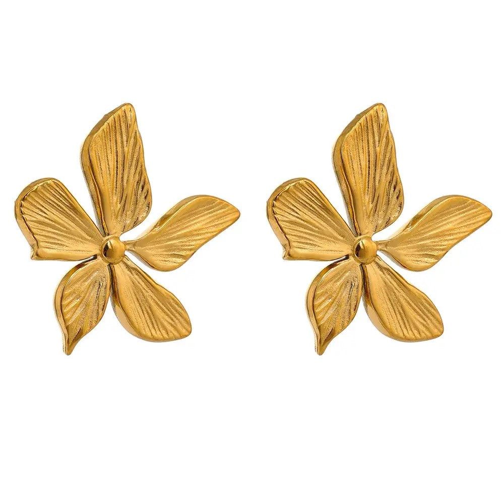 Brinco Banho Ouro 18K Floral