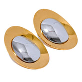 Brinco Banho Ouro 18K Oval Detalhe Prata