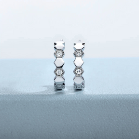 Brinco Prata 925 Moissanite Colmeia