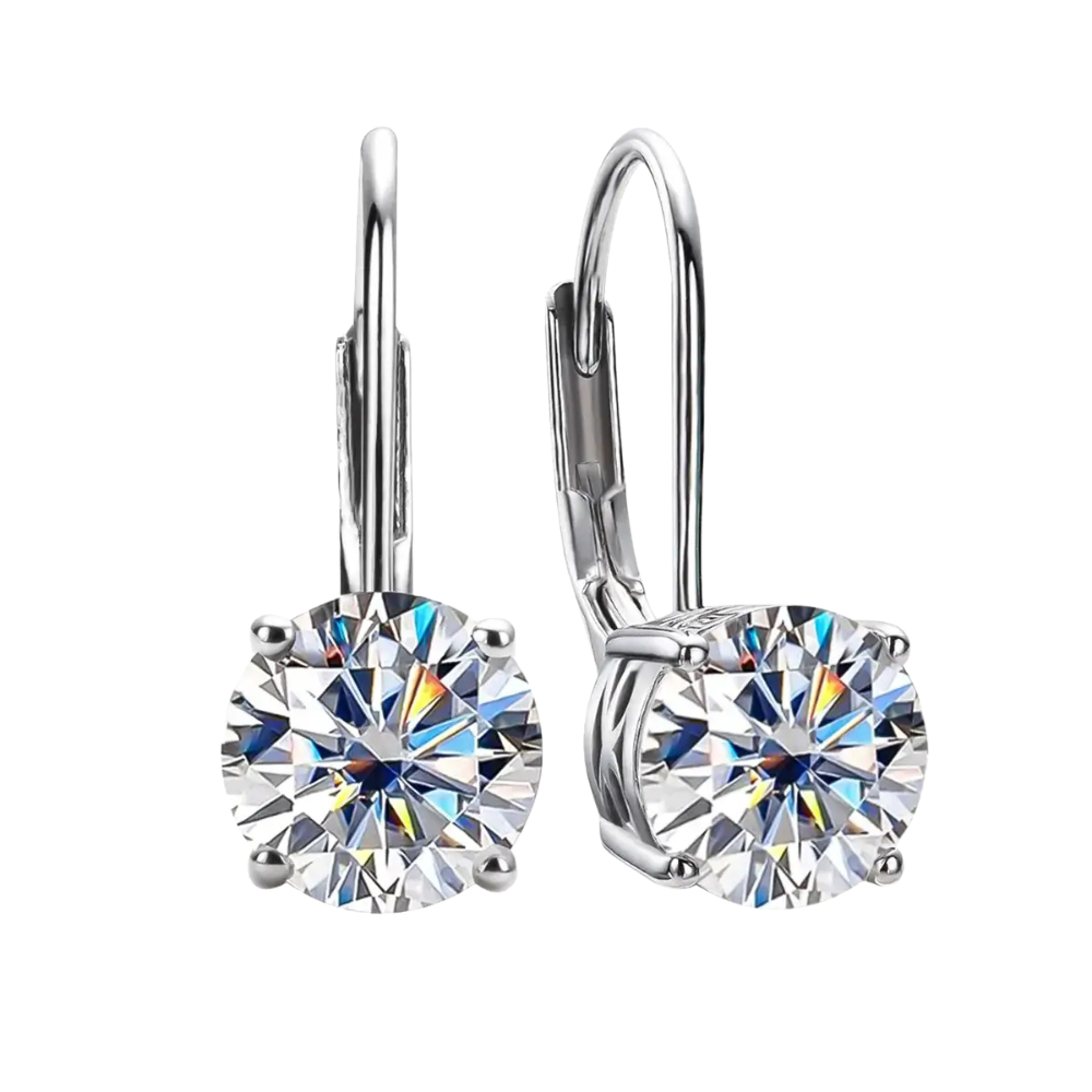Brinco Prata 925 Moissanite Gota Pendente